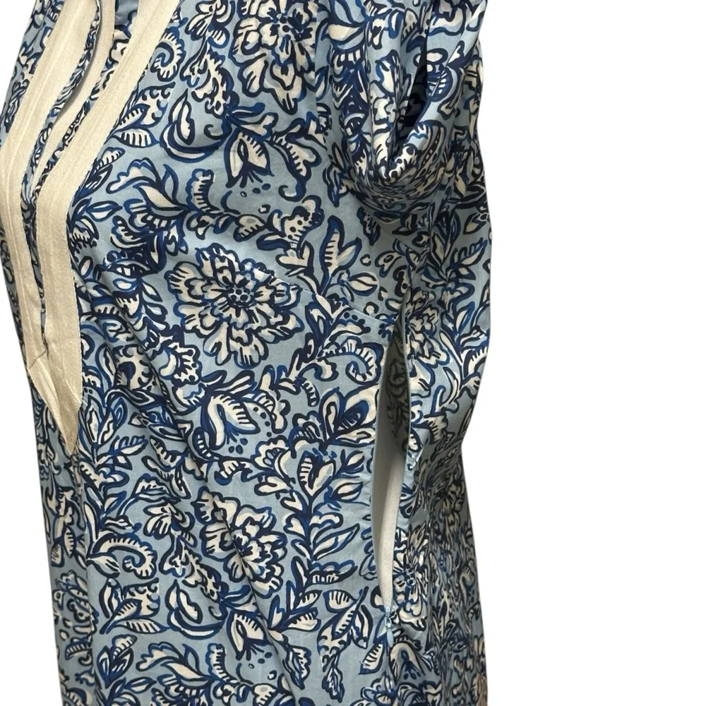 NWT SAIL TO SABLE 100% Cotton Blue & White Tunic Midi Kaftan Dress Size L - Picture 8 of 16